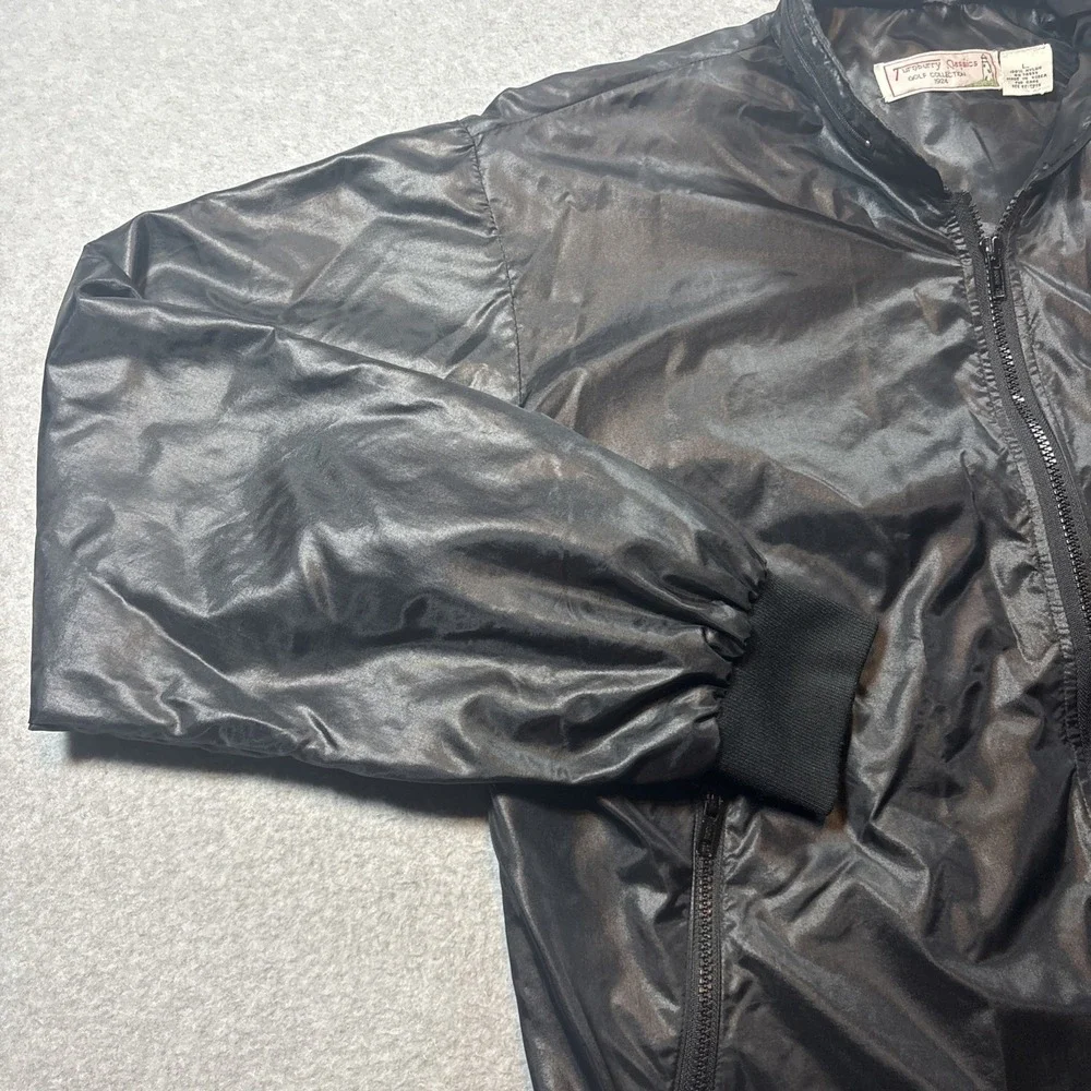 Turnburry Classics Golf 100% Nylon Black Zip Up Jacket Windbreaker Bomber Mens L